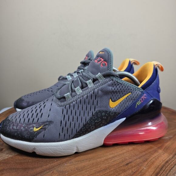 Nike Air Max 270 Womens Gray Blue Yellow Red Size 8 Low Top Shoes Sneakers - Picture 2 of 10